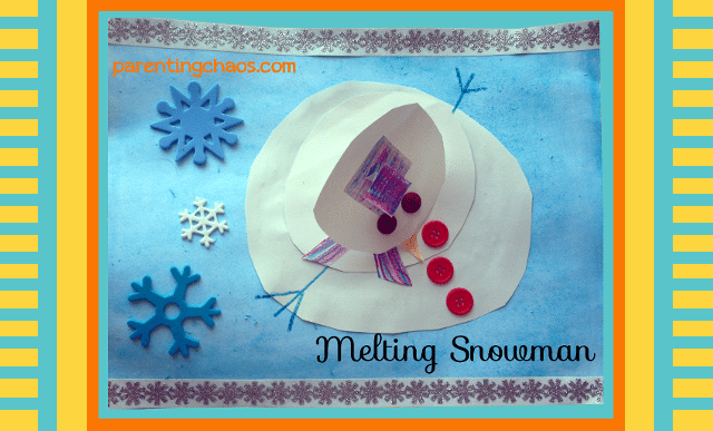melting snowman craft, winter crafts for kids
