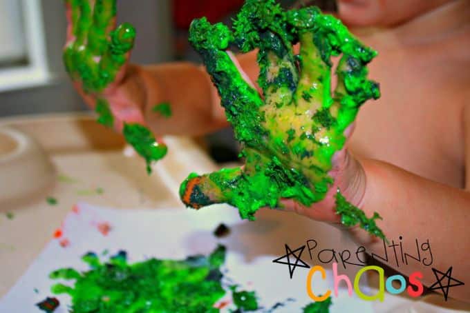 home made textured finger paints: Messy Fun!