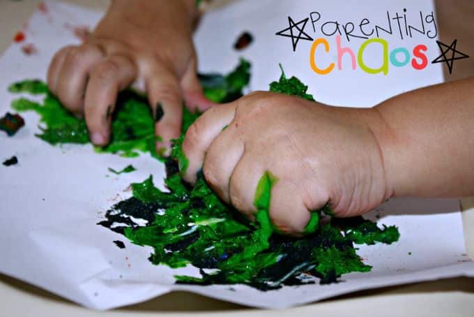 home made textured finger paints squeeze