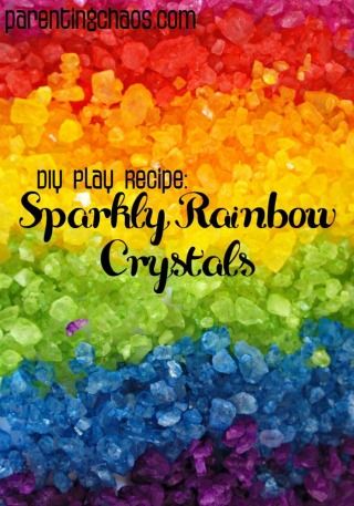 DIY Sparkly Rainbow Crystals {Dyed Rock Salts}