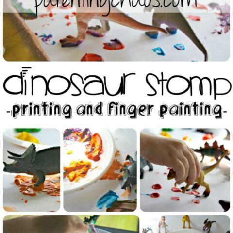 Dinosaur Stomp Painting: Printing and Finger Painting for Kids
