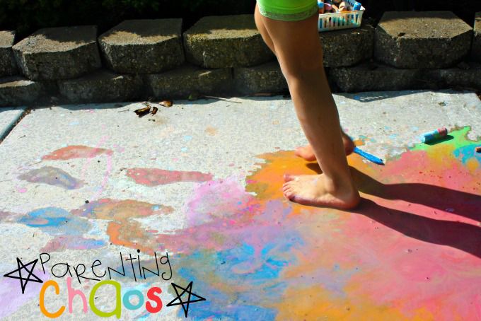 Making Footprints with Scented Sidewalk Chalk Paint