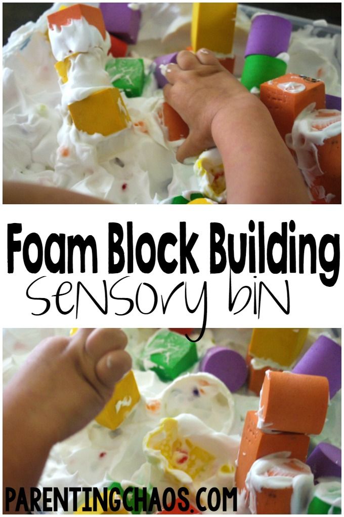 Foam Block Building Sensory Bin