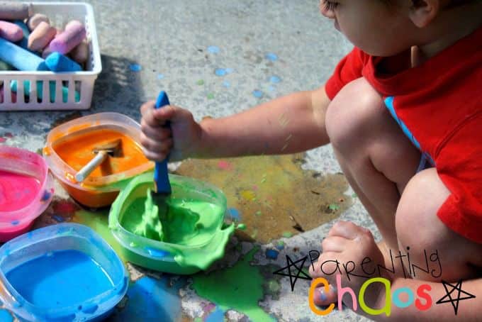 Painting with Scented Sidewalk Chalk Paint