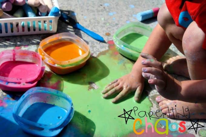 Exploring texture of scented sidewalk chalk paint