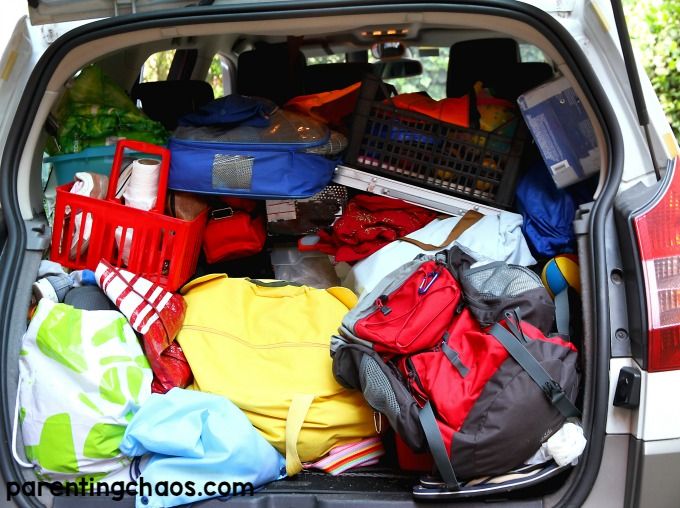 Over packed car trunk