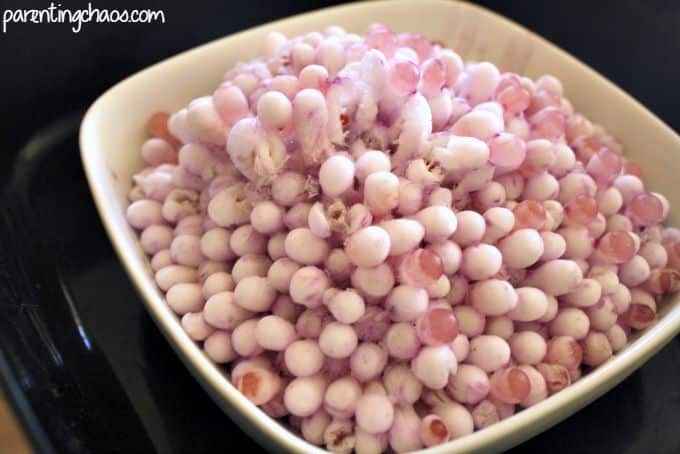 Frog Egg Slime! A Squishy Slipper Sensory Bin