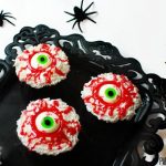 These bloodshot eyeball cupcakes look like they belong to a Blarg!