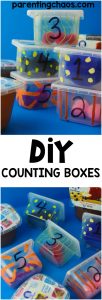 These super easy DIY Counting boxes are an amazing fun quiet time learning toy!