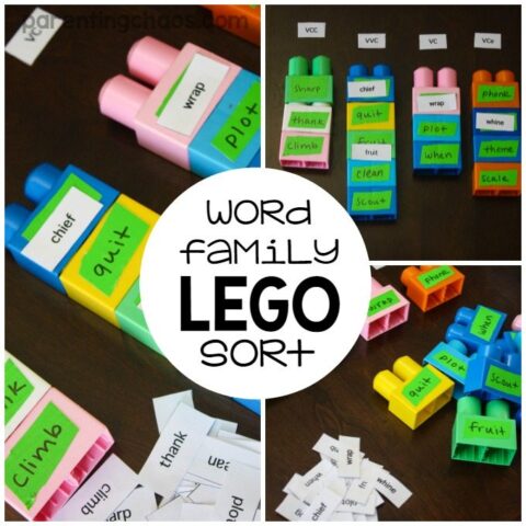 This game of word families lego sort is an awesome way to work on a Words Their Way spelling list!