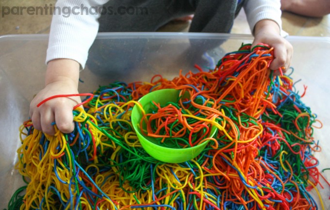 This is by far the best method I have found on How to Dye Rainbow Spaghetti for sensory play!