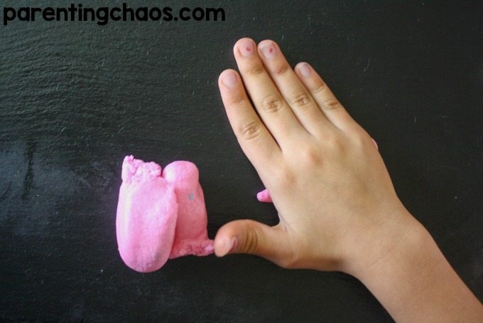 Kids will love exploring how to make playdough using Peeps!
