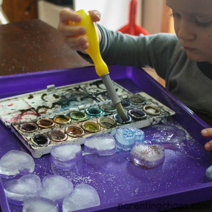 This simple kids activity of Salt Painting with Salt was an excellent STEAM activity for exploring fusion and why ice melts.