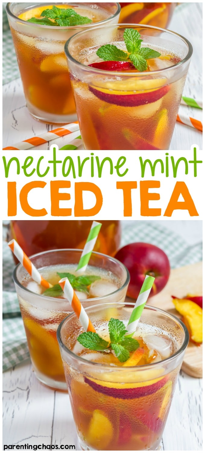 This Nectarine Mint Sweet Tea is the perfect combination of everything summer mixed up into one refreshingly icy drink.