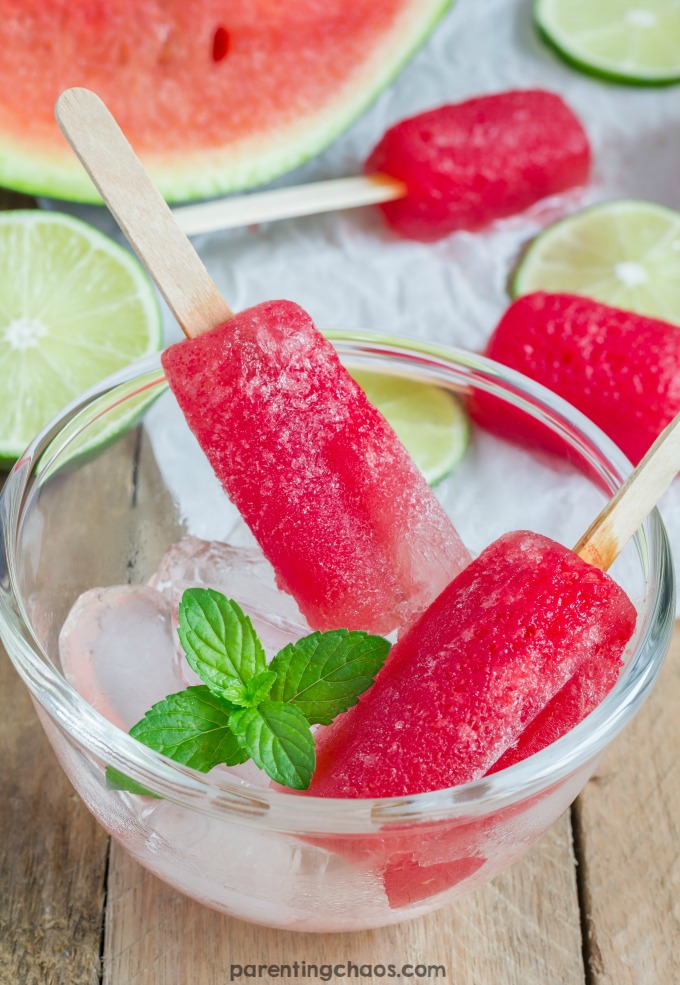 These Watermelon Lime Popsicles are refreshingly cold with the perfect blend of sweet watermelon and sour lime.