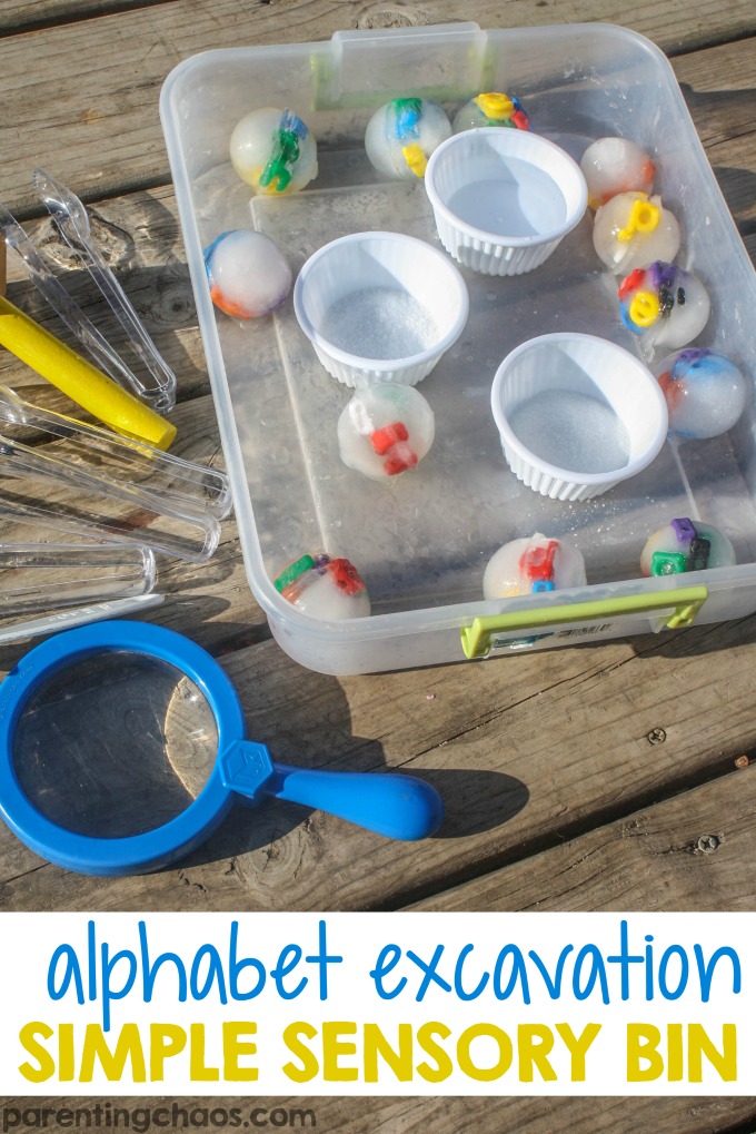 Keep the kids busy and cool this summer with this ABC Ice excavation activity.