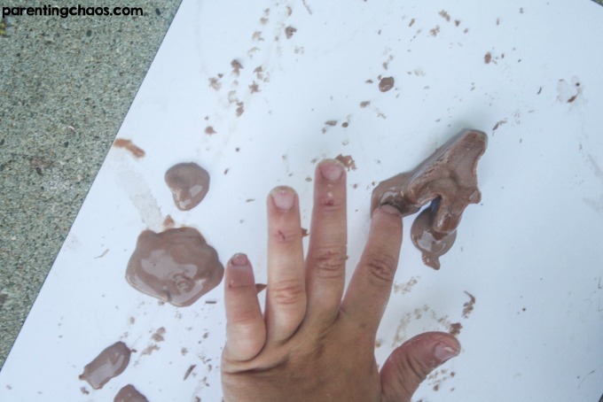 Frozen chocolate ABC chalk is made from basic household ingredients & is a great messy play, sensory, science & painting experience for kids of all ages.