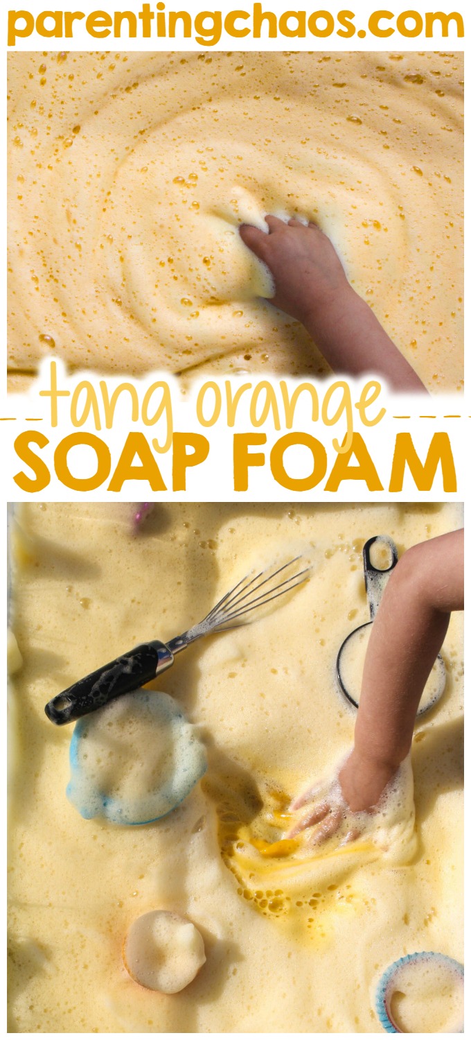 Make Orange Scented soap foam with the kids for a super engaging sensory activity