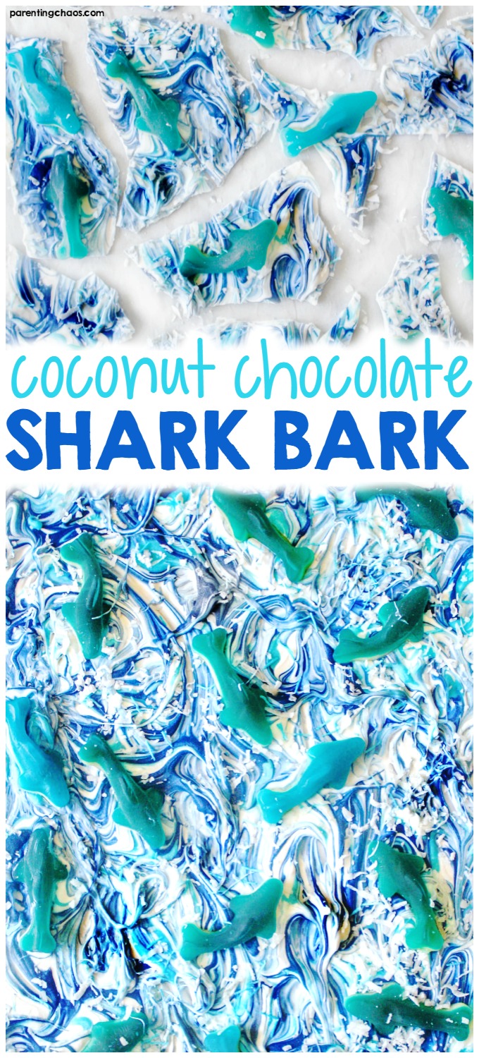 This extremely simple Coconut Chocolate Shark Bark is a fool-proof homemade candy bar that kids will love!