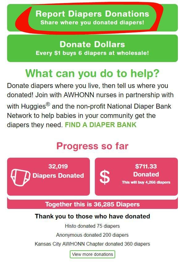 How to Report Diaper Donations