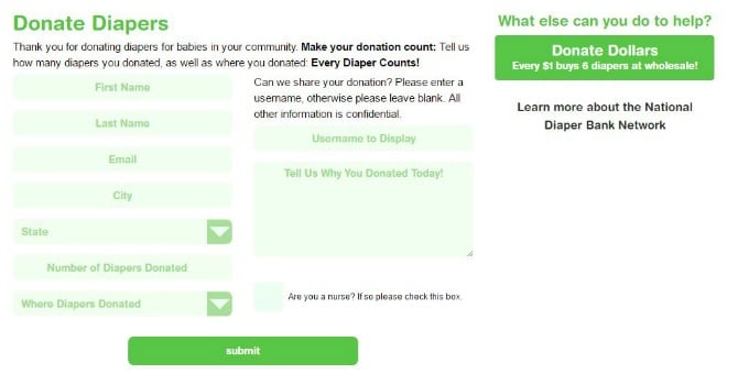 How to Report Diaper Donations