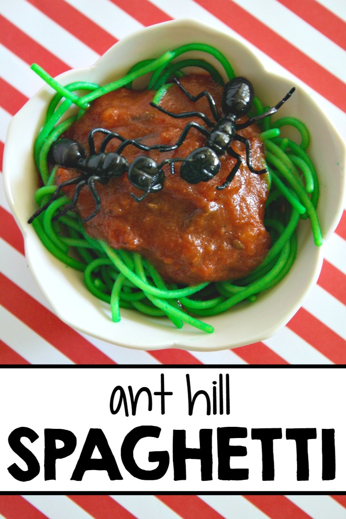 In our house, the kids just love bug themed sensory play. If your little ones are like mine, they’re sure to love this kids spaghetti recipe!