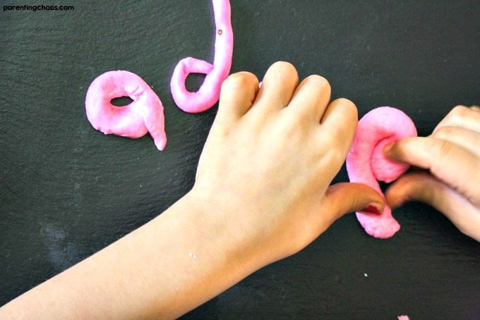 Spelling with Play Dough is a fun way to help kids grasp the spelling of words easier.