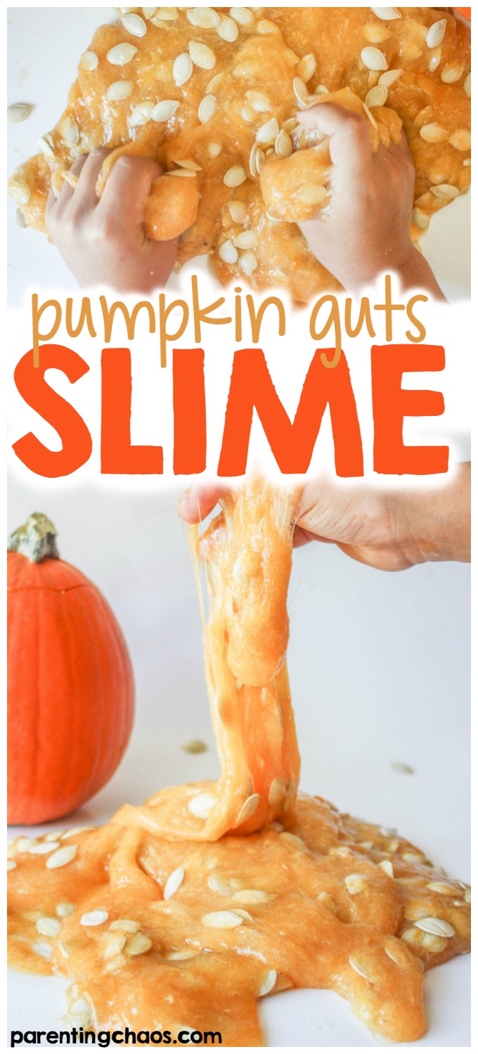 The ever loved season of Halloween and pumpkins is creeping up on us. There’s nothing more fun than using those guts for a pumpkin guts slime recipe!