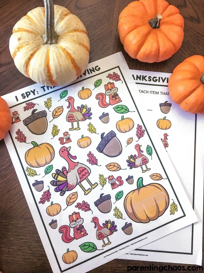 Free Thanksgiving I-Spy Printable Game for Kids