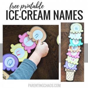 Free Printable Ice-Cream Scoops Name Game