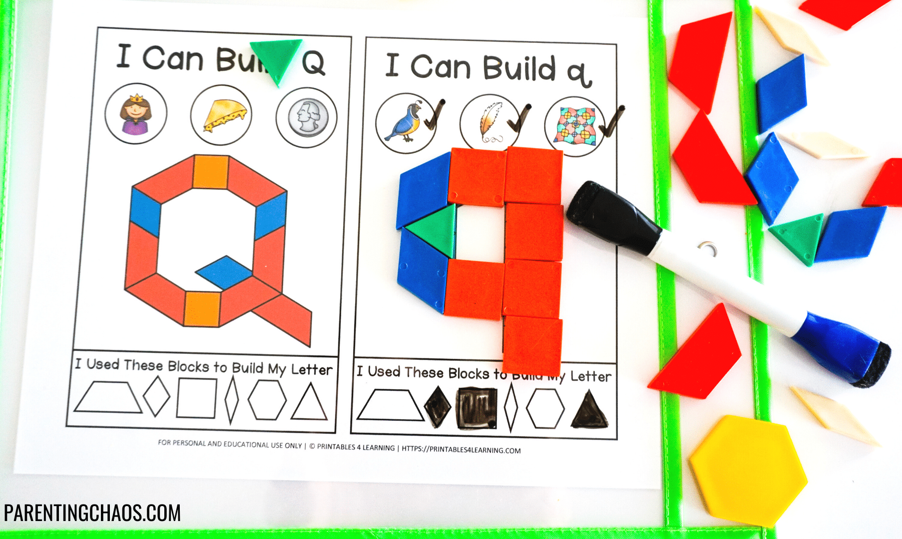Alphabet Pattern Block Printable Task Cards Parenting Chaos