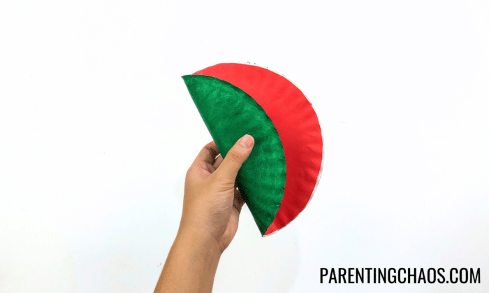 alligator paper plate craft - fold in half
