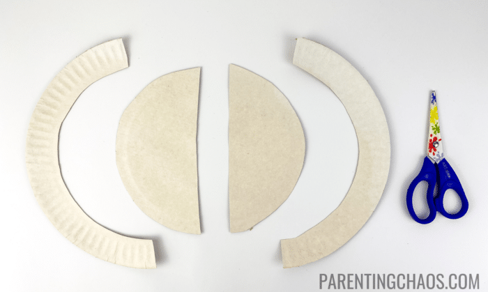 red fish blue fish paper plate craft step 2: cut the rims off the paper plate.