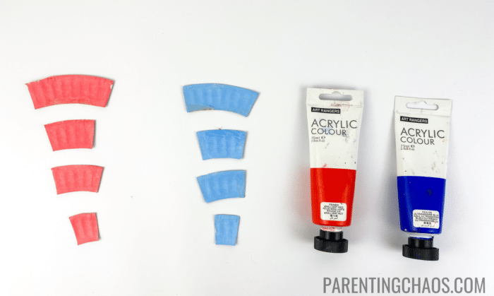 red fish blue fish paper plate craft step 6: paint the fins.