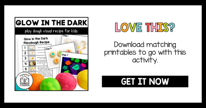 glow in the dark playdough visual recipe printable pack promotion image